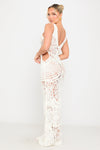 Cream Crochet Sleeveless Cut Out Maxi Dress