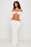 White Knit Twist Detail Halter Top & Maxi Skirt Co-Ord