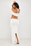 White Knit Twist Detail Halter Top & Maxi Skirt Co-Ord