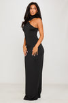 Black Halter High Neck Embellished Detail Maxi Dress