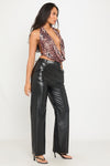 Black Faux Leather High Waist Straight Leg Trousers