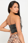 Black Faux Leather Bustier Corset Crop Top