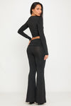 Black Square Neck Crop Top & Fold Over Leggings Co-Ord