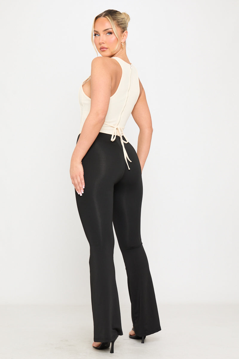 Black High Waist Flared Leg Leggings