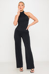 Black High Neck Halter Top & Wide Leg Trousers