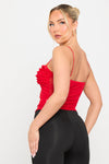 Red Mesh Strappy Ruffle Camisole Top