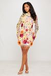 Nude Floral Embroidered Open Back Mini Dress