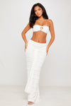 White Seashell Detail Top & Draped Maxi Skirt Co-Ord