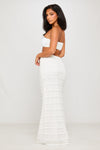 White Seashell Detail Top & Draped Maxi Skirt Co-Ord