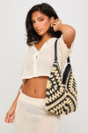 Black Straw Woven Tote Bag