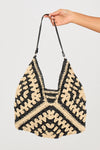 Black Straw Woven Tote Bag