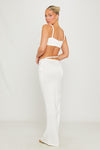 White Rope Detail Ruched Top & Maxi Skirt Co-Ord
