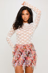 Pink Shaggy Texture Low Rise Mini Skirt