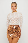 Gold Sequin Disc Low Rise Mini Skirt