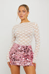 Pink Sequin Disc Low Rise Mini Skirt
