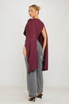 Burgundy Shoulder Draped Ruched Bodysuit