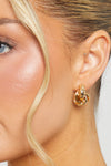 Gold Knot Detail Drop Earrings