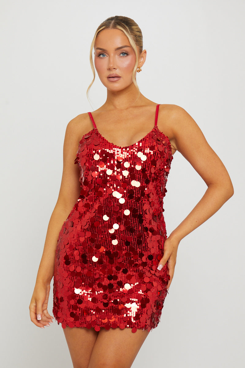 Wine Sequin Halter Neck Open Back Mini Dress