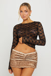 Brown Faux Fur Ruched Bodycon Mini Skirt