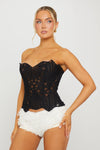 Black Sheer Structured Strapless Corset Top