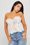 White Sheer Structured Strapless Corset Top