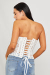 White Sheer Structured Strapless Corset Top