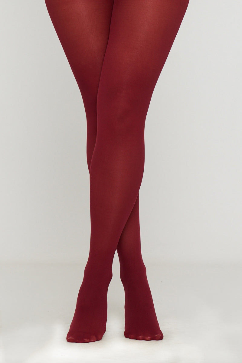 Burgundy Opaque High Rise Tights