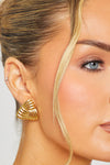 Gold Chunky Triangle Textured Stud Earrings