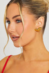 Gold Chunky Heart Textured Stud Earrings