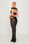 Black Velvet Cut Out Top & Sheer Maxi Skirt Co-Ord