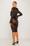 Black Lace Tie Front Ruffle Top & Capri Leggings Co-Ord