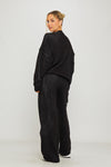 Black Knit Oversized Swirl Detail Sweater & Joggers Co-Ord