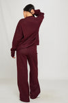 Wine Knit Oversized Swirl Detail Sweater & Joggers Co-Ord