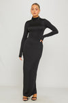 Black Turtleneck Long Sleeve Bodycon Maxi Dress