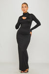 Black Turtleneck Long Sleeve Bodycon Maxi Dress
