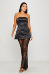 Black Strapless Structured Lace Maxi Dress