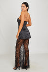 Black Strapless Structured Lace Maxi Dress