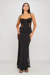 Black Lace Side Detail Strappy Maxi Dress