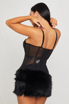 Black Semi Sheer Bustier Boned Corset Top