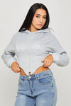 Light Grey Oversized Corset Cropped Hoodie