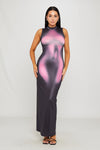 Black Body Heat Print High Neck Sleeveless Maxi Dress