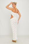 White Lace Bandeau Cut Out Maxi Dress