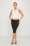 Black Contrast Side Stripe Capri Leggings