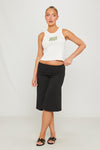 Black Fold Over Wide Leg Capri Leggings