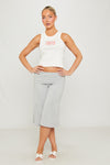 Light Grey Fold Over Wide Leg Capri Leggings