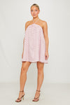 Pink Halter Stripe Open Back Mini Dress