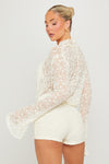 Cream Lace Cowl Overlay Playsuit & Bikini Set