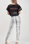 Cream Snake Print Zip Front PU Leggings