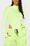 Neon Green High Leg Turtle Neck Bodysuit