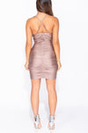 Bronze Ruched Cut Out Front Bodycon Mini Dress